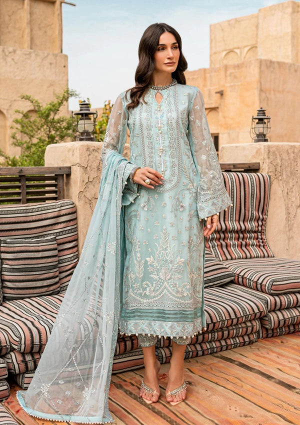 Neelum – Ice Blue Embroidered & Hand-Embellished Semi-Formal Unstitched (3-Piece Set)